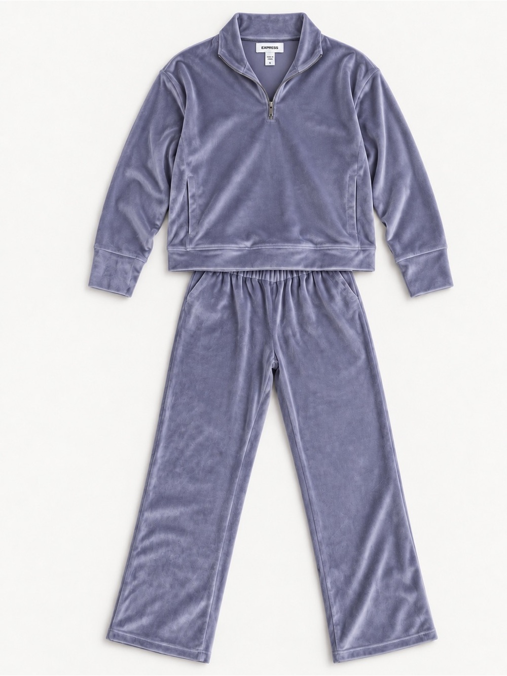 Express Velour Half-Zip Causal Set in Dusty Purple Size Small